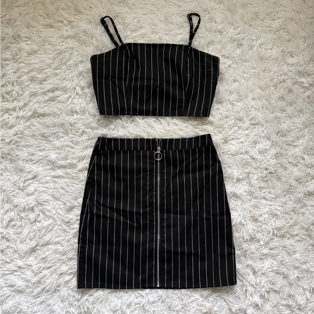 Garage Black and White Striped Two Piece Set